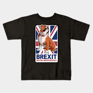 Brexit English Bulldog Union Jack Flag Kids T-Shirt